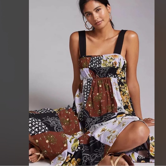 Anthropologie Maeve Patchwork Floral Maxi Dress - Picture 4 of 7